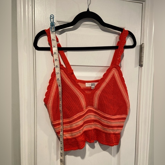 NWT Madden NYC Size XL Orange Coral Stripe Crochet Crop Top V Neck Adjustable - Picture 8 of 13